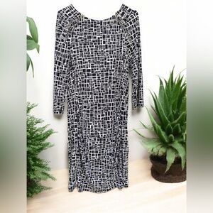 BANANA REPUBLIC Black and White Geometric Print Dress Size XL